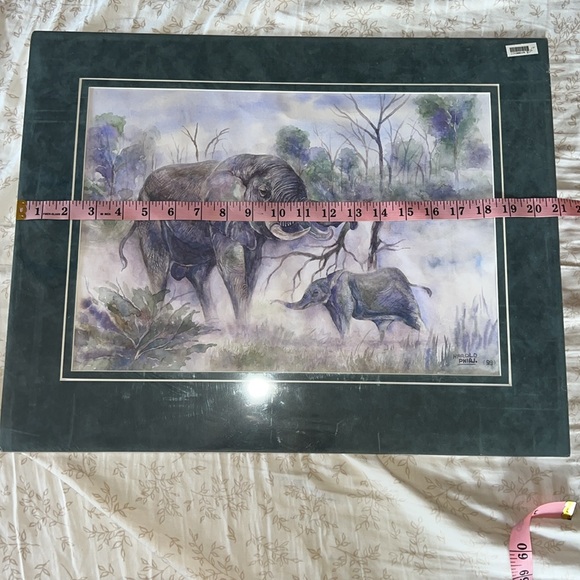 Water color African Elephant Mama and Baby Painting - Picture 10 of 11